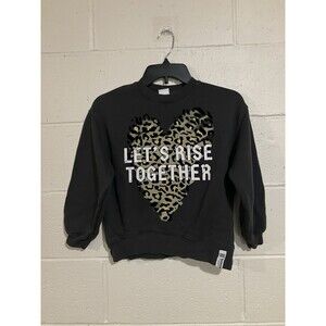 Zara Lets Rise Together Kids Youth Size 10 Gray Crew Neck Sweatshirt Pullover